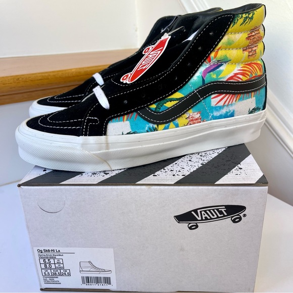 Vans Shoes - NWT Vans Sk8 Hi LX Leather Sneakers in Black / Spring Brick Multi Shoes